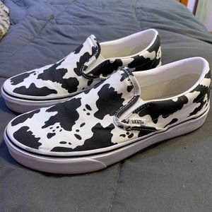 VANS - size 8.5 cow print custom Vans. Slip on Vans